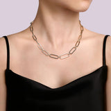 Necklace - 17 inch 14K Yellow Casted Gold Bujukan Ball Link and Hollow Paperclip Link Chain Necklace - Gaines Jewelers