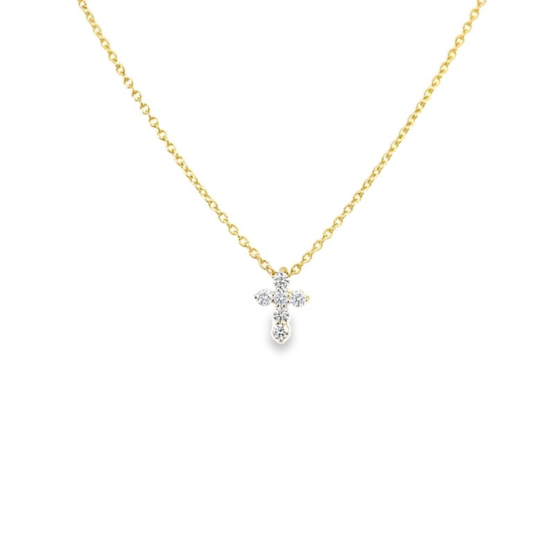 Necklace - 1.8mm 0.15ctw diamond cross 14kt yellow gold - Gaines Jewelers