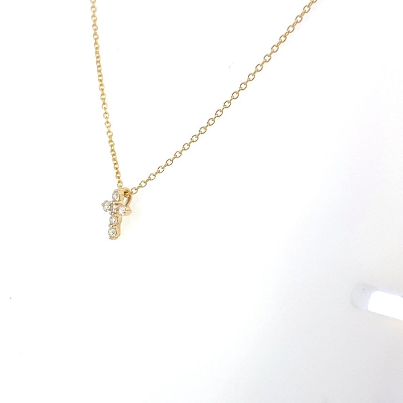 Necklace - 1.8mm 0.15ctw diamond cross 14kt yellow gold - Gaines Jewelers