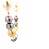 Necklace assorted colors of South Sea pearls, 18", 18kt yellow gold - Gaines Jewelers