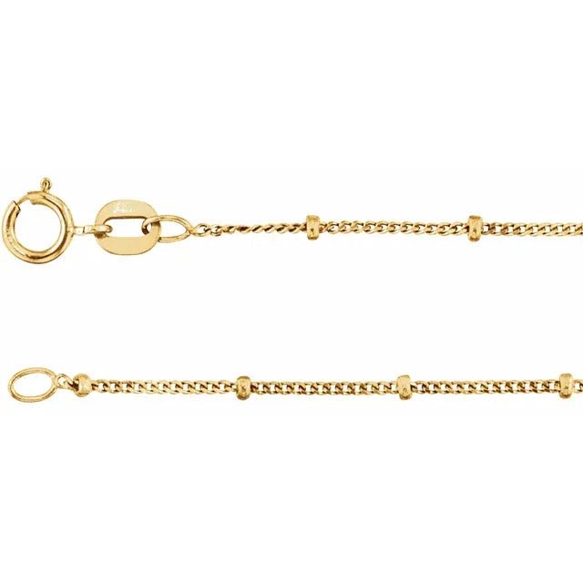 Necklace - beaded curb chain 1mm 18" yellow gold - filled - Gaines Jewelers