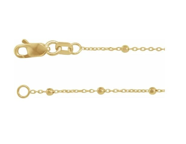 Necklace - cable link chain with faceted bead stations .85mm 18" 14kt yellow gold - Gaines Jewelers