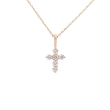 Diamond Cross Necklace  6=0.30ct 14kt Yellow Gold - Gaines Jewelers Exclusive