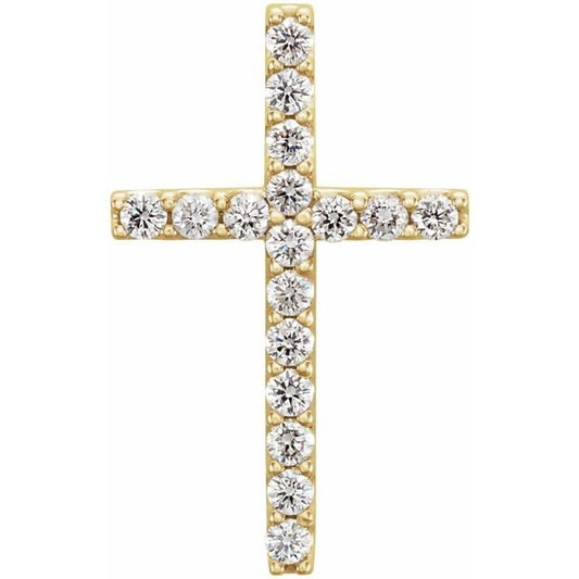 Necklace cross set with diamonds, petite & thin 14kt yellow gold - Gaines Jewelers