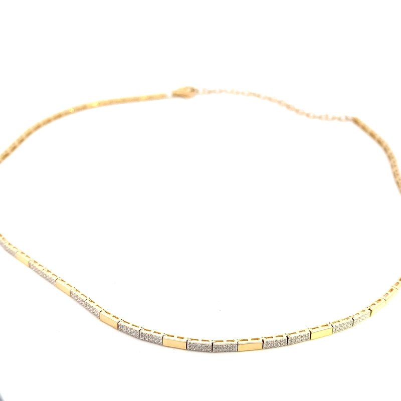 Necklace designed with alternating diamond and gold sections 14kt yellow gold - Gaines Jewelers