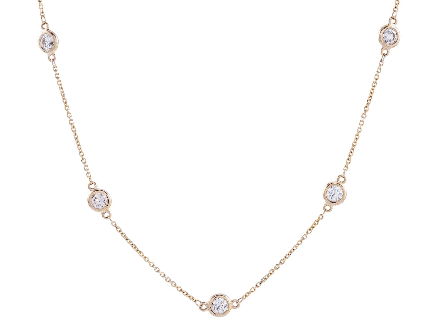 Necklace - diamond by the yard,12=1.03ct 18" 14kt yellow gold - Gaines Jewelers