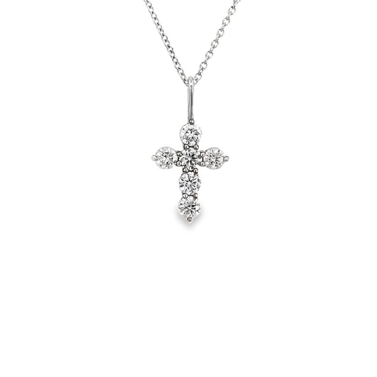 Necklace diamond cross=0.67ct 14kt white gold - Gaines Jewelers