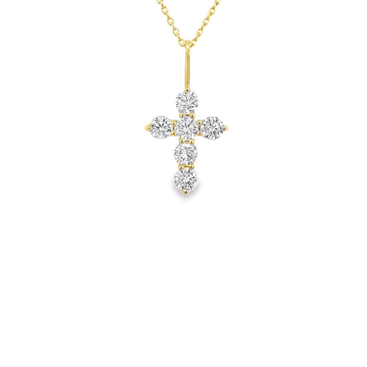 Necklace diamond cross=0.67ct 14kt yellow gold - Gaines Jewelers