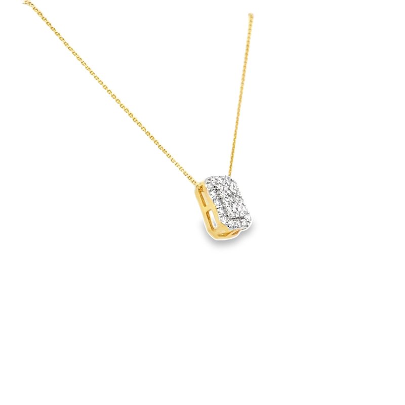 Necklace - diamond pendant slide rectangular cluster 14kt yellow gold - Gaines Jewelers