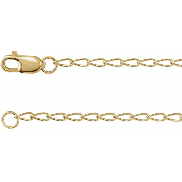 Necklace - elongated curb chain 1.6mm 18" yellow gold - filled - Gaines Jewelers