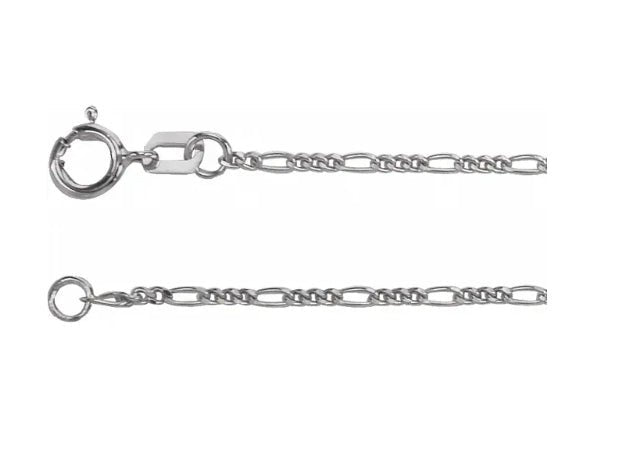 Necklace - figaro chain 1.28mm 18" 14kt white gold - Gaines Jewelers