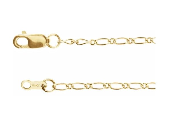Necklace - figaro chain 1.5mm 18" 14kt yellow gold - Gaines Jewelers