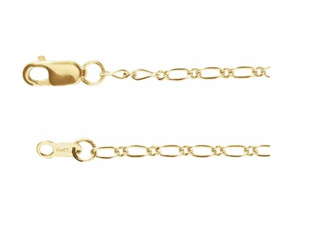 Necklace - figaro chain 1.5mm 18" yellow gold - filled - Gaines Jewelers