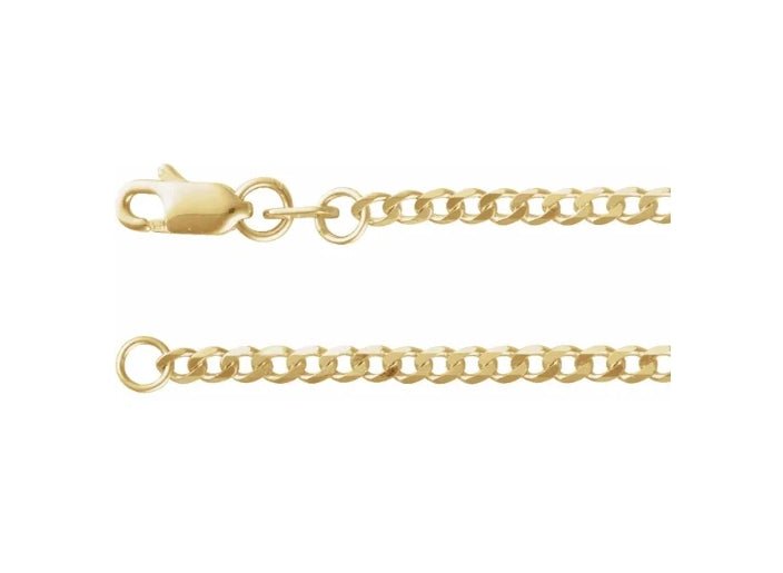 Necklace - flat curb link chain 1.95mm 18" 14kt yellow gold - Gaines Jewelers