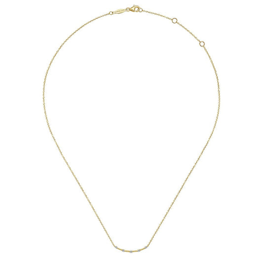 Necklace in a trapeze style set with diamond stations 14kt yellow gold - Gaines Jewelers