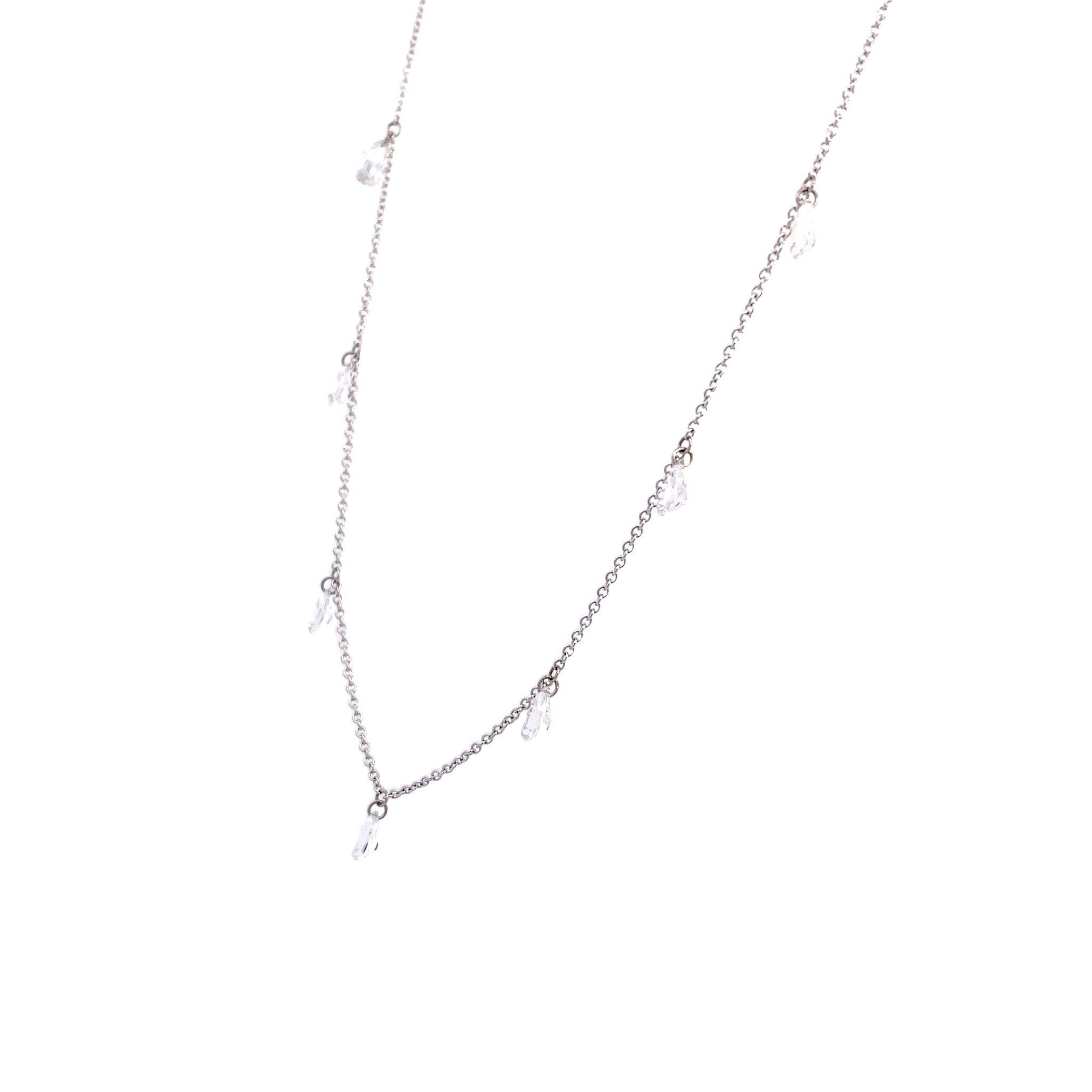Necklace lab diamond dangling stations 14kt white gold - Gaines Jewelers
