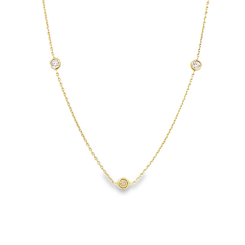 Necklace lab diamond stations 11=0.6ct 14kt yellow gold - Gaines Jewelers