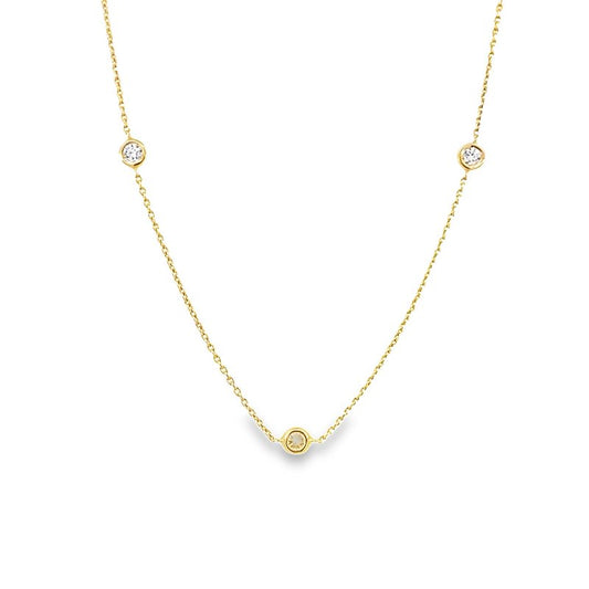 Necklace lab diamond stations 11=0.6ct 14kt yellow gold - Gaines Jewelers