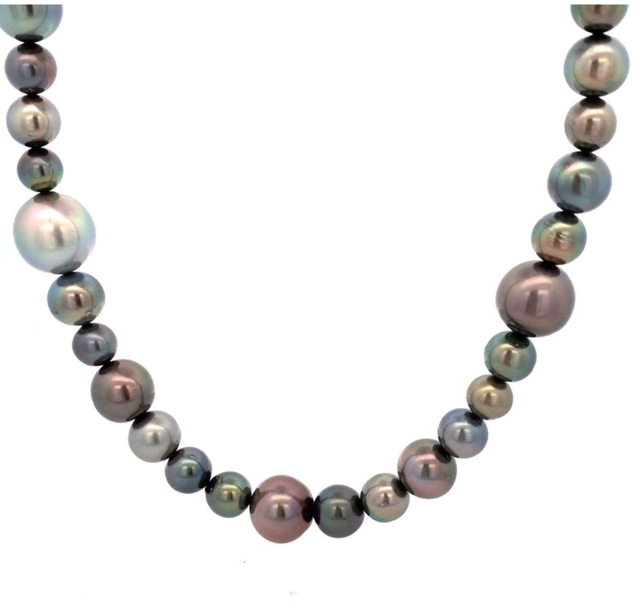 Necklace multi size Tahitian South Sea pearls, 18" 18kt white gold - Gaines Jewelers