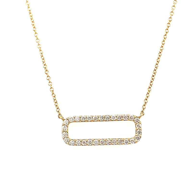 Necklace - rectangular diamond pendant open 14kt yellow gold - Gaines Jewelers