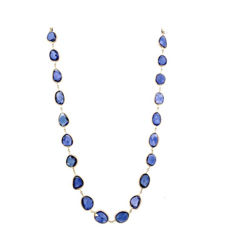 Necklace set with sliced sapphires in bezels 14kt yellow gold - Gaines Jewelers