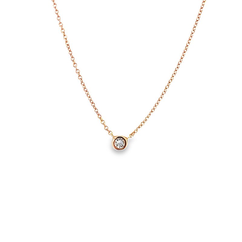 Necklace- Single Diamond Bezel 14kt rose gold - Gaines Jewelers