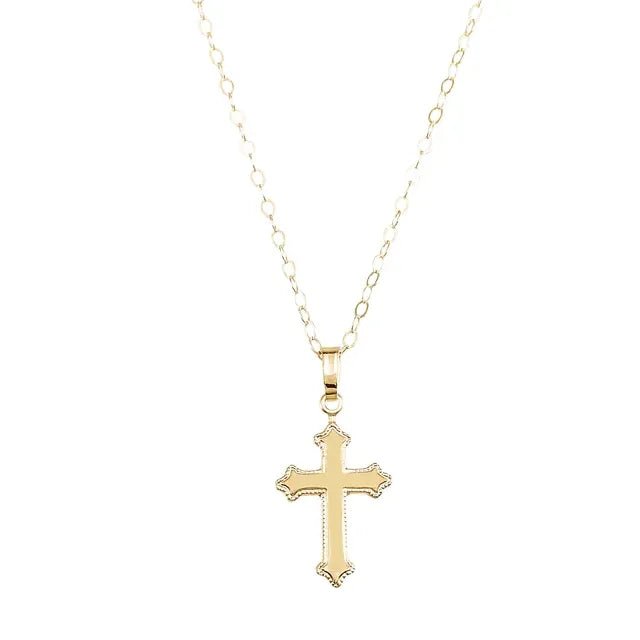 Necklace - small cross with decorative attributes 14kt yellow gold - Gaines Jewelers