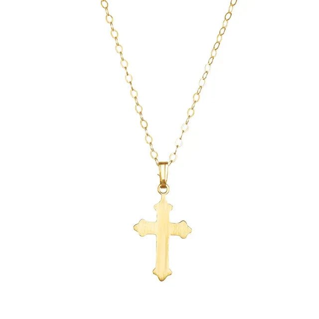 Necklace - small cross with decorative attributes 14kt yellow gold - Gaines Jewelers