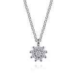 Necklace small round cluster of white sapphires 14kt. white gold by Gabriel - Gaines Jewelers
