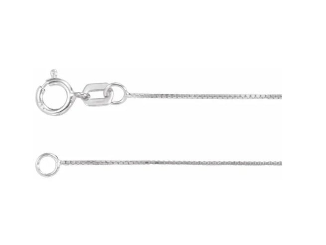 Necklace - thin box link chain .55mm 18" 14kt white gold - Gaines Jewelers