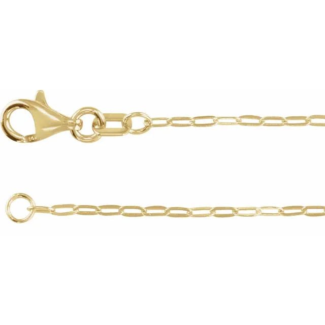 Necklace - thin paperclip link chain 1.25mm 18" 14kt yellow gold - Gaines Jewelers