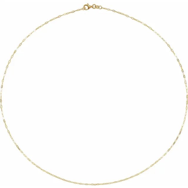Necklace - thin paperclip link chain 1.25mm 18" 14kt yellow gold - Gaines Jewelers