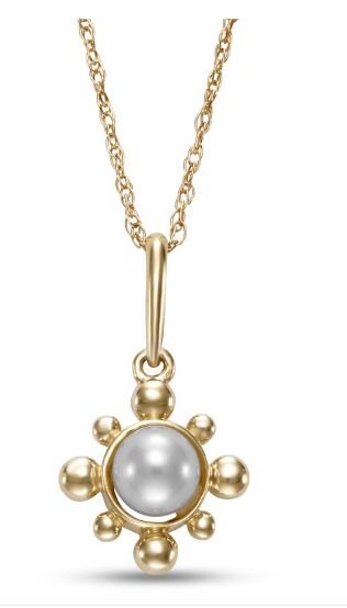 Necklace with a fresh water pearl in a floral setting 14kt yellow gold - Mastoloni - Gaines Jewelers