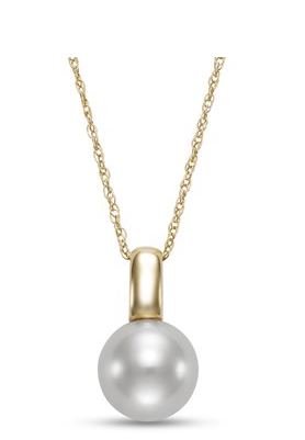 Necklace with a fresh water pearl on a heavy bail 14kt yellow gold - Mastoloni - Gaines Jewelers