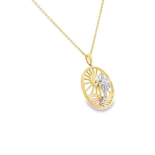 Necklace - with palm tree diamond circle - Gaines Jewelers