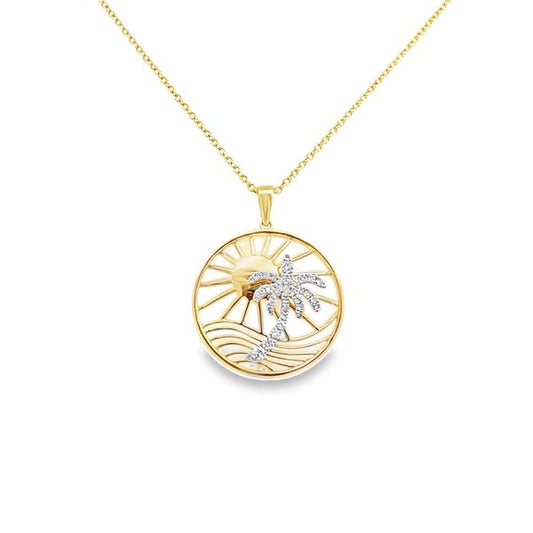 Necklace - with palm tree diamond circle - Gaines Jewelers