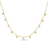 Necklace with pearl & diamond drops 14kt yellow gold - Gaines Jewelers