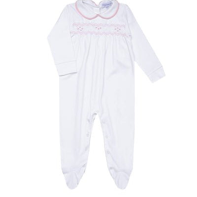 Nella Smocked Baby Girl Footie Pink - Gaines Jewelers
