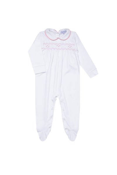 Nella Smocked Baby Girl Footie Pink - Gaines Jewelers