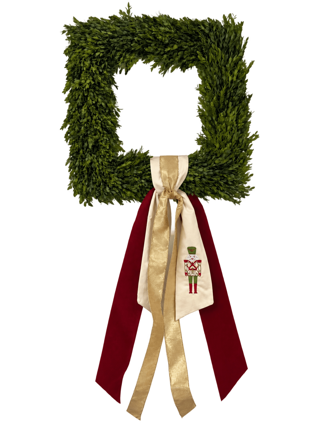 Nutcracker Square Boxwood Wreath 24" - Fig & Dove - Gaines Jewelers