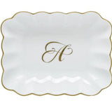 Oblong Dish With Monogram - A - Herend - Gaines Jewelers