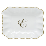 Oblong Dish With Monogram - E - Herend - Gaines Jewelers