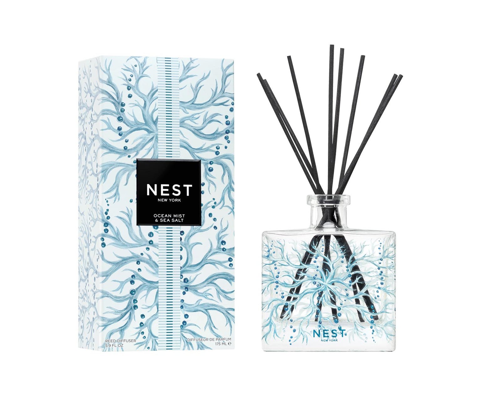 Ocean Mist & Sea Salt Decorative Reed Diffuser - Nest Fragrances - Gaines Jewelers
