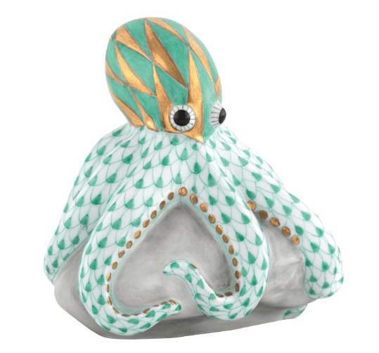 Octopus on Rock in Green - Herend - Gaines Jewelers