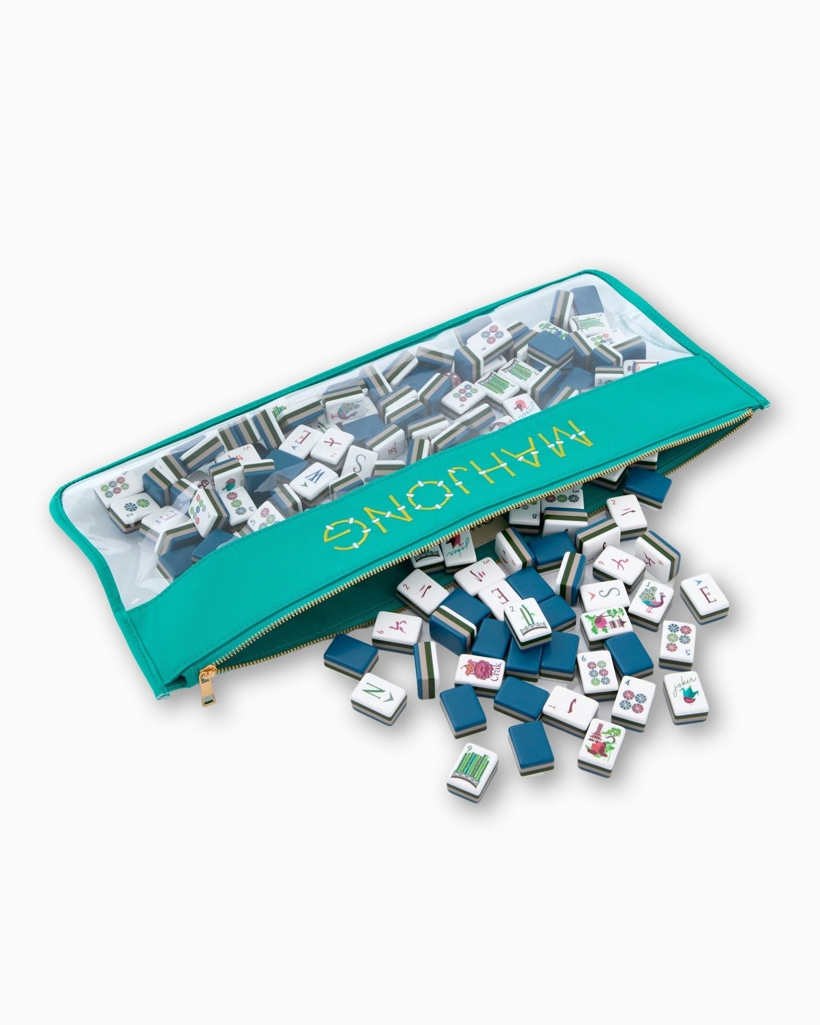 Oh My Mahjong - Aqua Bamboo Bag - Gaines Jewelers