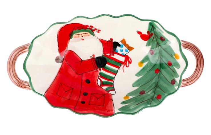 Old St. Nick Handled Scalloped Oval Bowl - Vietri - Gaines Jewelers