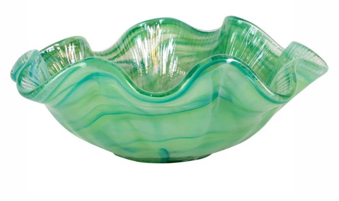 Onda Glass Green Ruffled Round Bowl - Vietri - Gaines Jewelers