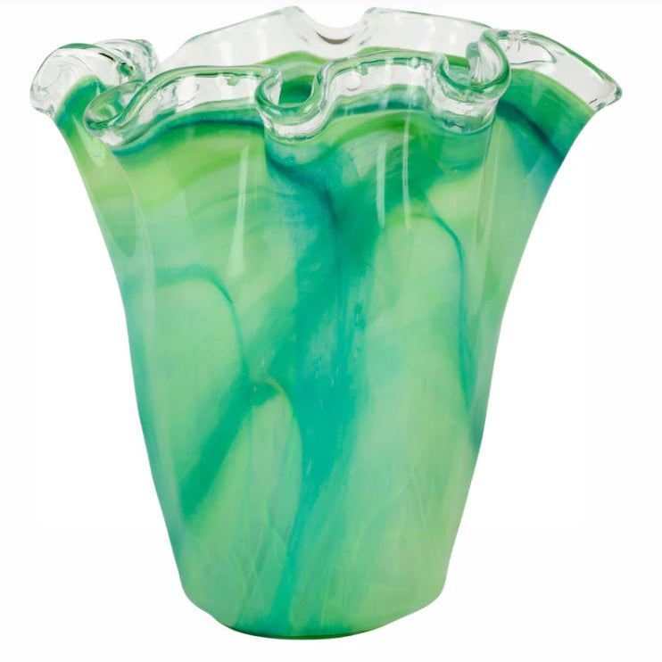 Onda Glass Green Ruffled Vase - Vietri - Gaines Jewelers