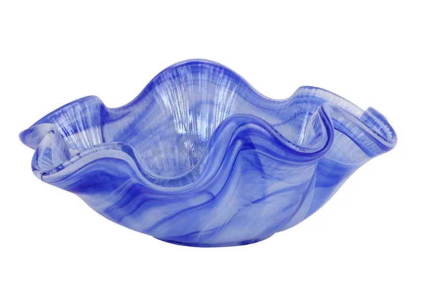 Onda Glass Ruffled Round Bowl - Cobalt - Vietri - Gaines Jewelers