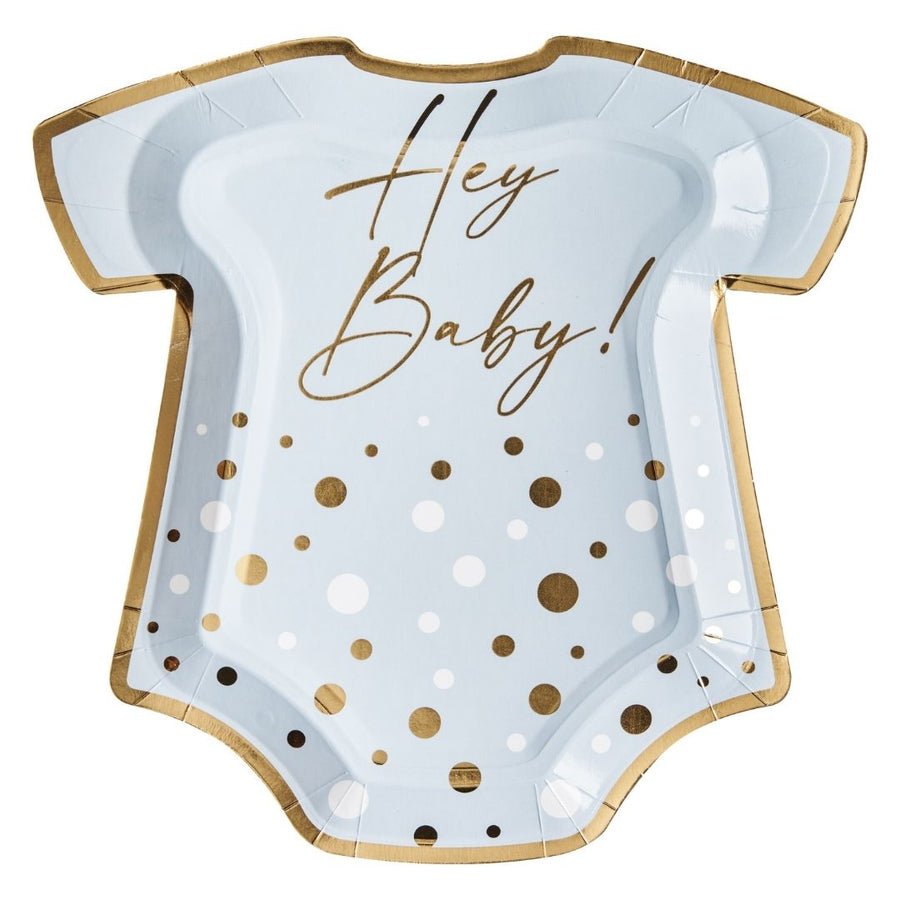 Onesie Die Cut Salad Plate Hey Baby Blue - Gaines Jewelers